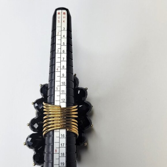 Swaroski Crystal Ring Flamboyant Unique Black Crystal Bicone Beaded Cluster Ring - Picture 13 of 14